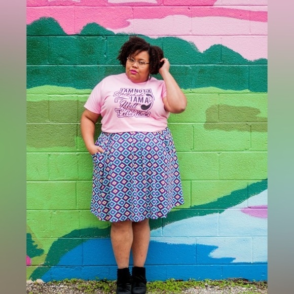 LuLaRoe Madison Pleated Skirt Hidden Pockets Soft Stretch 3XL 24-26 Black Floral - Picture 13 of 16